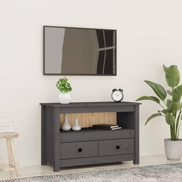 vidaXL Tv-meubel 79x35x52 cm massief grenenhout grijs, Verzenden, Nieuw, 50 tot 100 cm, Minder dan 100 cm