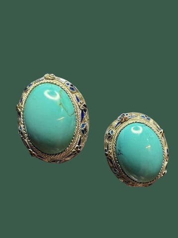 klipoorbellen - Zilver, turkoois - China - 20e eeuw, Antiek en Kunst