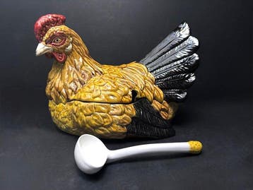 Vintage Poulet Barbotine - Tafelmiddenstuk - Emaille,
