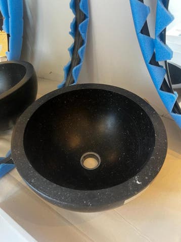 Hardstenen waskom Ø38 cm – robuust natuursteen, 18 cm hoog, Nieuw, Wasbak of Wastafel