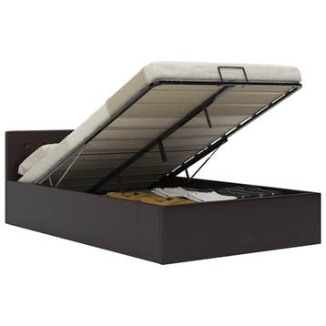 vidaXL Bedframe met opslag hydraulisch kunstleer grijs, Overige materialen, Verzenden, Nieuw, Twijfelaar