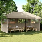vidaXL Partytent inklapbaar pop-up met 3 zijwanden taupe, Tuin en Terras, Partytenten, Verzenden, Nieuw, Partytent