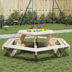 Picknicktafel voor 6 kinderen met banken zeshoekig vurenhout, Tuin en Terras, Verzenden, Nieuw