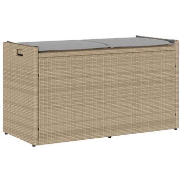 vidaXL Opbergbank met kussen voor buiten 100 cm poly rattan, Verzenden, Nieuw