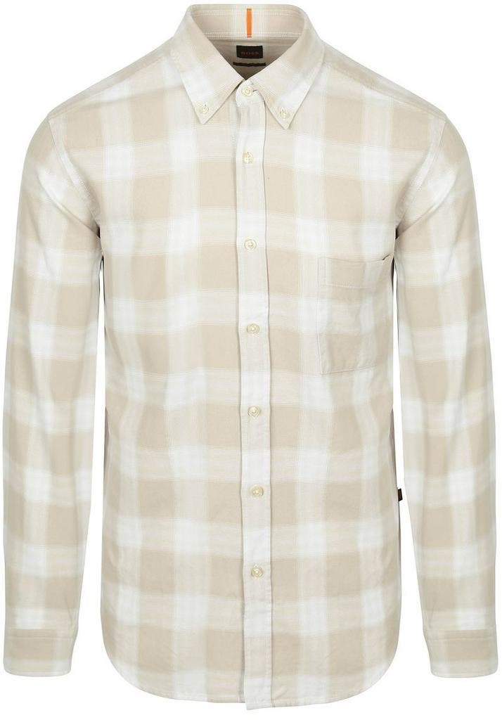 BOSS Rickert Overhemd Ruit Beige maat L Heren, Kleding | Heren, Overhemden, Beige, Nieuw, Verzenden