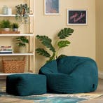 Cloudy Zitzak Corduroy + Poef - Groen, Huis en Inrichting, Zitzakken, Verzenden, Nieuw