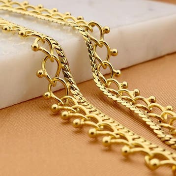 Gouden galeriedraad schakelcollier (Ketting), Sieraden, Tassen en Uiterlijk, Kettingen, Ophalen of Verzenden, Gebruikt, Goud, Goud