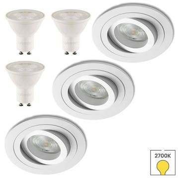 Set van 3 inbouwspots Veneto wit + LED spots GU10 Lybardo |, Verzenden, Nieuw, Overige typen