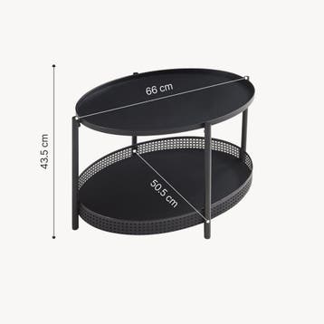 Salontafel Jäller ovaal 66x51x44 cm zwart [en.casa], Huis en Inrichting, Verzenden, Nieuw