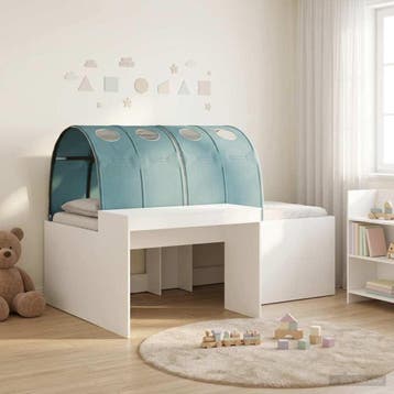 vidaXL Bed met Tunnel 3 st Wit en Lichtblauw Bewerkt hout, Verzenden, Nieuw, Bruin, Hout