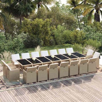 vidaXL 19-delige Tuinset met kussens poly rattan beige, Verzenden, Nieuw, 8 zitplaatsen, Tuinset
