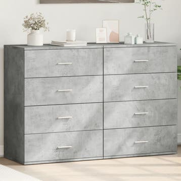 vidaXL Dressoirs 2 st 60x39x80 cm bewerkt hout betongrijs, Minder dan 50 cm, Verzenden, Nieuw, Overige houtsoorten