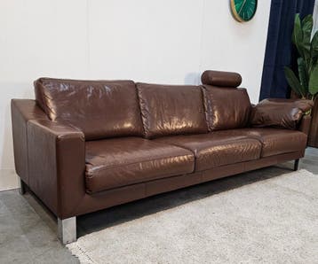 3,5-zitsbank Leolux Bruin leer | Uniek design en comfort, Ophalen of Verzenden, Nieuw