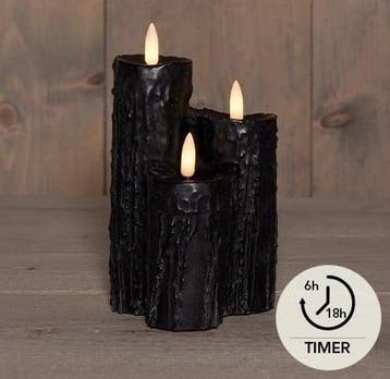 Ledkaars druipkaars zwart wax 3d flame annas collection met, Ophalen of Verzenden, Nieuw