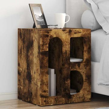 vidaXL Nachtkastje ELST Gerookt eiken 40 x 35 x 50 cm, Huis en Inrichting, Slaapkamer | Nachtkastjes, Minder dan 45 cm, Verzenden