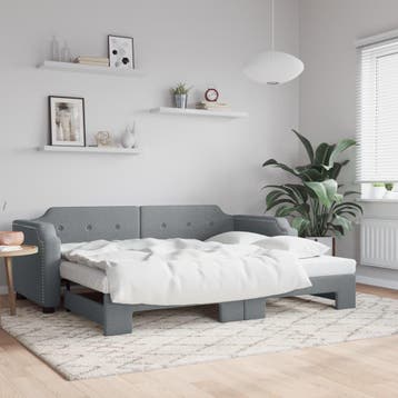 vidaXL Slaapbank met onderschuifbed 100x190 cm stof, 100 cm, Eenpersoons, Verzenden, Nieuw