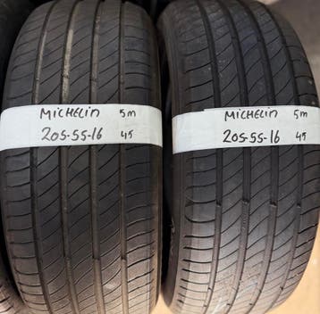 2x 205-55-16 Michelin Zomer 2x 5mm €45 Per Band 205 55 16, Auto-onderdelen, Banden en Velgen, Ophalen, Gebruikt, 16 inch, 205 mm