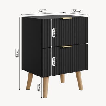 Nachtkastje Nand zwevend met 2 lades 55x40x30 cm zwart [en.c, Verzenden, Nieuw