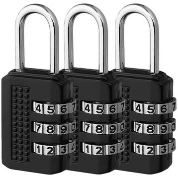 Hangslot cijferslot (3 stuks) - Reisslotjes bagage -, 25 tot 40 cm, Nieuw, Ophalen of Verzenden, Waterdicht