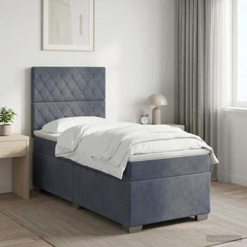 vidaXL Boxspringbed met matras Donkergrijs Enkel Fluweel, Verzenden, Nieuw, Stof