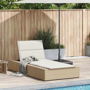 vidaXL Ligbed met zwevend kussen poly rattan beige, Verzenden, Nieuw