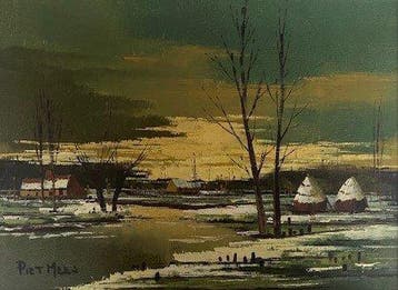 Piet Mees (XX) - Winter langs de Leye, Antiek en Kunst