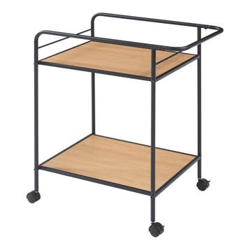 [en.casa] Keukentrolley Hole 72x62x45 cm zwart en eikenkleur, Verzenden