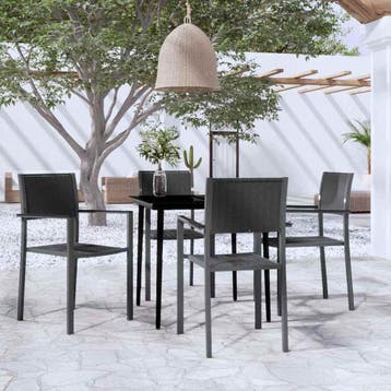 vidaXL 5-delige Tuinset zwart, 4 zitplaatsen, Verzenden, Textileen, Nieuw