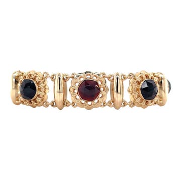 Gouden vintage bootjes armband met granaat 14 krt, Ophalen of Verzenden, Nieuw