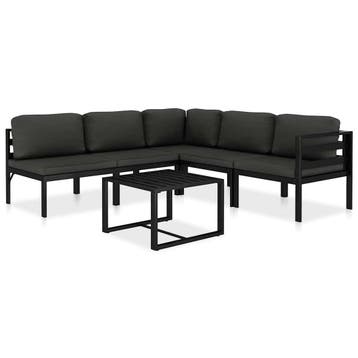 vidaXL 6-delige Loungeset met kussens aluminium antraciet, Tuin en Terras, Verzenden, Nieuw, Aluminium, Loungeset