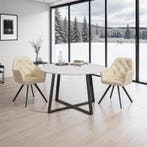 Fluwelen draaistoel Lucia, gestoffeerd - crème, Set van 2, Huis en Inrichting, Stoelen, Verzenden, Nieuw