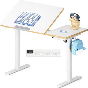 Zit sta bureau - Elektrisch - Kinderbureau - 110x52 cm - Wit, Huis en Inrichting, Verzenden, Zo goed als nieuw