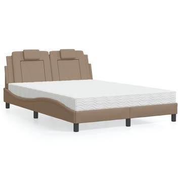 vidaXL Bed Viana met matras kunstleer cappuccinokleurig, Overige materialen, Bruin, Verzenden, 140 cm