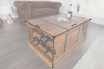 Massief houten salontafel BODEGA 100 cm Sheesham, Ophalen of Verzenden, Nieuw