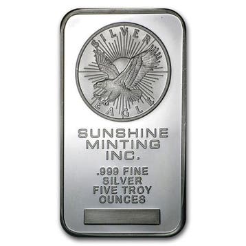 5 Troy Ounce - Zilver .999 - 5 oz Sunshine Minting Silver