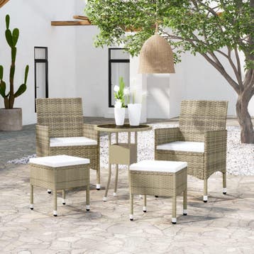 vidaXL 5-delige Loungeset poly rattan beige, Verzenden, Nieuw, Loungeset