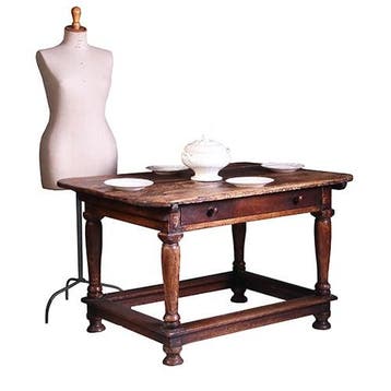 Doorleefde betaaltafel met brede lade ca 1825 No991405, Antiek en Kunst, Ophalen of Verzenden