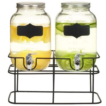 vidaXL Drankdispensers 2 st met standaard 2 x 4 L glas, Huis en Inrichting, Verzenden, Nieuw