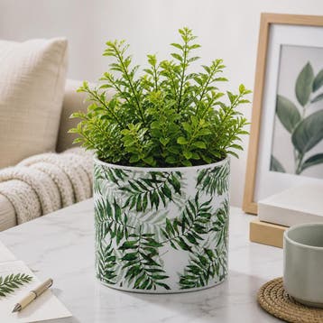Decoratieve Keramische Bloempot met Groene Bladeren Print -, Verzenden, Nieuw