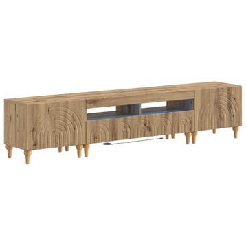 vidaXL 3-delige LED TV-kast Artisanaal eiken Bewerkt hout, Minder dan 50 cm, Verzenden, Nieuw, Minder dan 100 cm