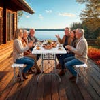 Campingtafelset Panja wit opvouwbaar - wit, Verzenden, Nieuw