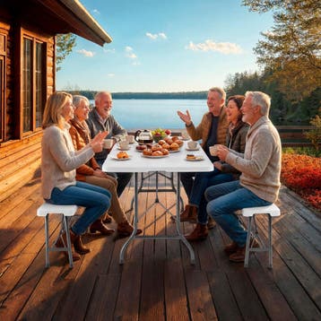 Campingtafelset Panja wit opvouwbaar - wit, Caravans en Kamperen, Verzenden, Nieuw