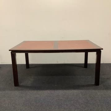 klassieke Engelse tafel met leer inleg, 180x120 cm, Huis en Inrichting, Tafels | Eettafels, Ophalen of Verzenden, Gebruikt