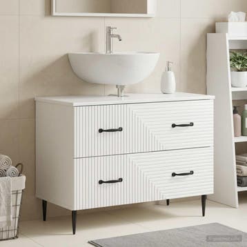 vidaXL Badkamer wastafelkast HAARLEM Hoogglans Wit 82 x 41 x, Verzenden, Nieuw, Wastafelkast