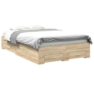vidaXL Bedframe met lade met opslag Bruin 120 x 200 cm, Verzenden, Nieuw, Bruin, Hout