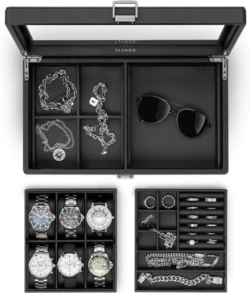 Vlando Horlogedoos - Zwart leer - 55% Korting, Ophalen of Verzenden, Zo goed als nieuw