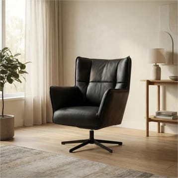 Leren draaifauteuil Lovely, Nieuw, Ophalen of Verzenden, 75 tot 100 cm, Eigentijds, Modern, Retro, Vintage