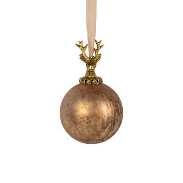 decoratie bal hert antiek bruin 10cm, Verzenden, Nieuw