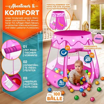 Speeltent - Kindertent - Speelhuisje - Roze - KIDUKU®, Verzenden, Zo goed als nieuw