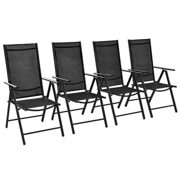 vidaXL Opklapbare stoelen, 4 stuks, aluminium en textiel,, Tuin en Terras, Verzenden, Nieuw